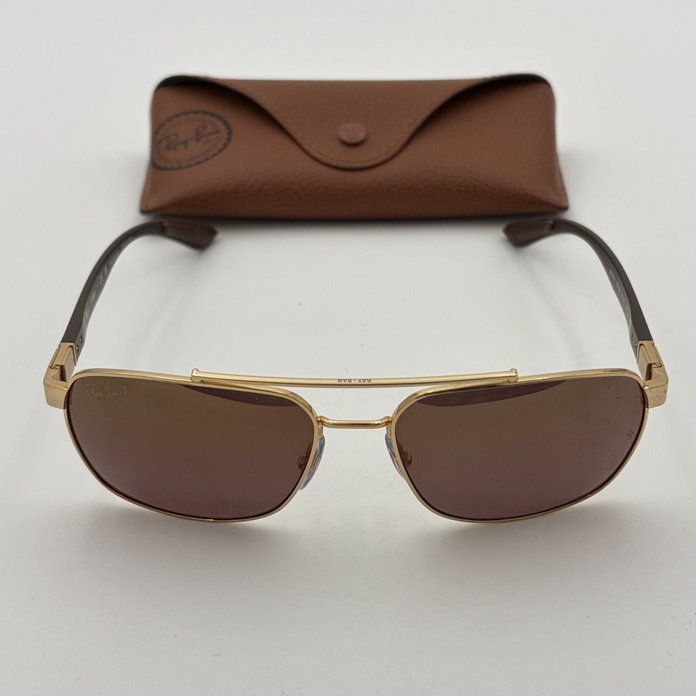 Ray-Ban RB3701 Aviator Polarized Sunglasses Gold Frame Brown Lenses
